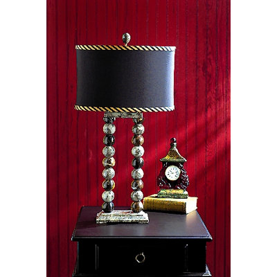 Taupe Gray and Espresso Marble Table Lamp