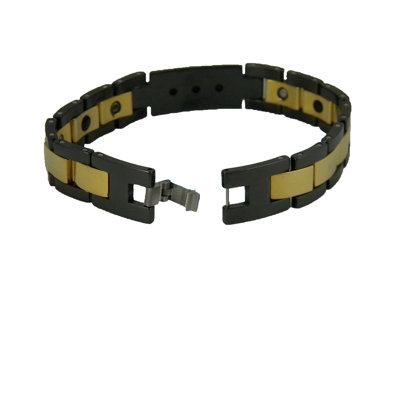 Obsessed Black and Gold Tungsten Men's Bracelet with CZ Stones