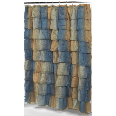 Carnation Home Fashions Carmen Crushed Voile Ruffled Tier Fabric Shower Curtain