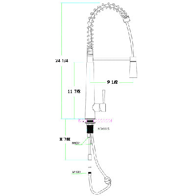 Alfi Brand Single Handle Deck Mount Commercial Spring Kitchen Faucet