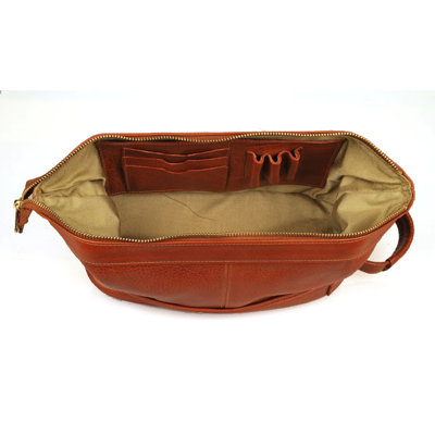 Aston Leather Men's Leather Toiletry Case with Metal Frame