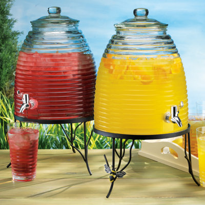 Del Sol Beehive Drink Dispenser on Bee Decorated Stand