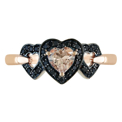 Amour Pink Gold Heart Shaped Morganite Multi Stone Ring