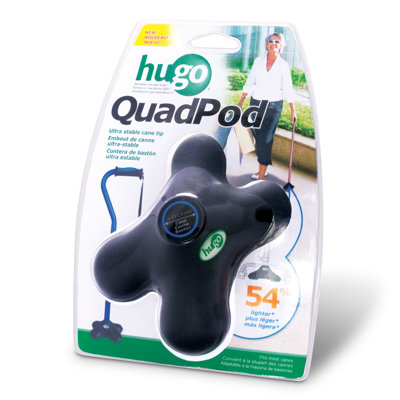 Hugo QuadPod Ultra Stable Cane Tip with Compact Quad Design 3/4" in Black