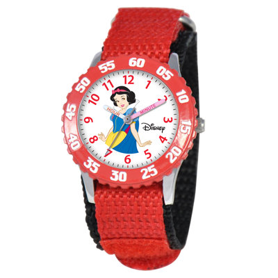 Kid's Snow White Time Teacher Velcro Watch in Red