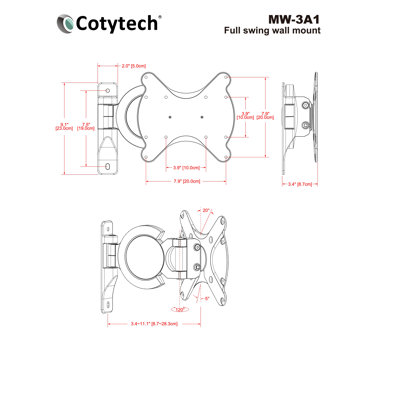 Cotytech Cantilever TV Wall Mount for 22" - 37" Screens