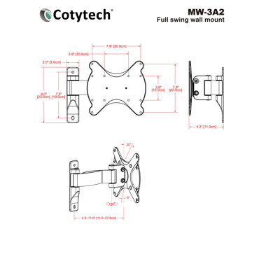 Cotytech Pivot TV Wall Mount for 22" - 37" Screens