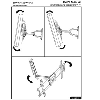 Cotytech Full Motion Corner TV Wall Mount for 32" - 57" Screens