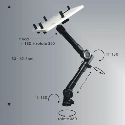 Cotytech Car Holder for iPad Clamping Ball Joint Head Extendable Arm