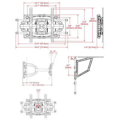 Cotytech Full Motion Dual Arm TV Wall Mount for 42" - 71" Screens