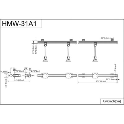 Cotytech Wall Mount for Three Monitors Single Arm