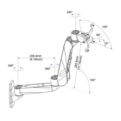Cotytech Monitor Dual Spring Arm Wall Mount Quick Release