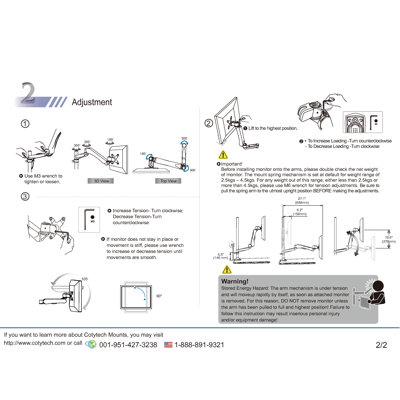 Cotytech Six Monitor Desk Mount Spring Arm (6) Quick Release