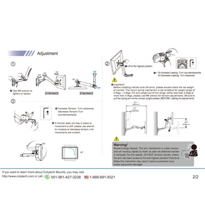 Cotytech Monitor Dual Spring Arm Wall Mount Quick Release