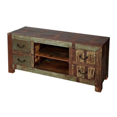 TV Stand Features: -Material: Reclaimed Wood and Teak Wood.-Distressed 