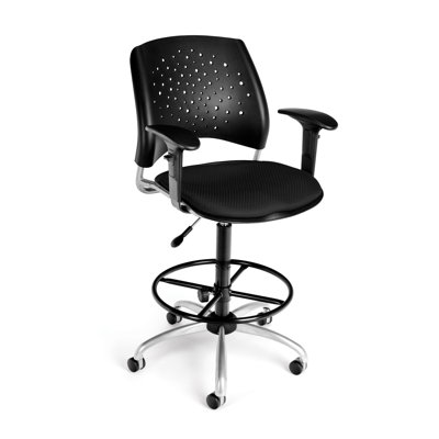 OFM Height Adjustable Swivel Stool with Lumbar Support