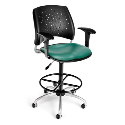 OFM Height Adjustable Swivel Stool with Lumbar Support