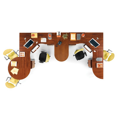 OFM 72" x 24" L-shaped Workstation with Mobile File Pedestal Suite