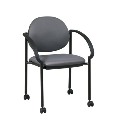 Office Star Products 13Stack Chair with Casters and Arm (Black Frame) (special order)