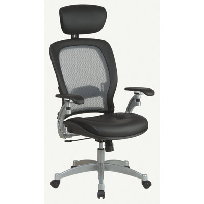 Office Star Products SPACE Air Grid Executive Leather Office Chair with Arms