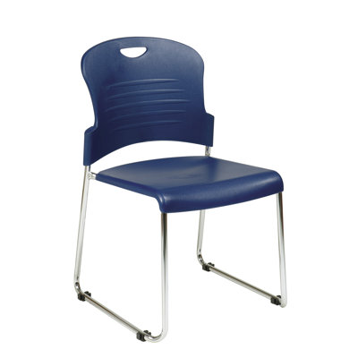 Office Star Products Burgundy Stack Chair with Sled Base with Plastic Seat and Back, Black, 4 Pack