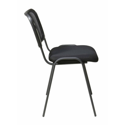 Office Star Products Work Smart Armless Stacking Chair in Black (Set of 4)
