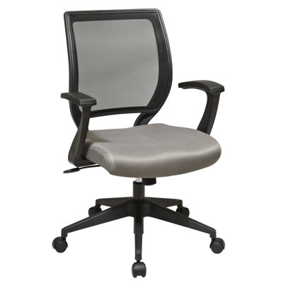 Office Star Products Screen Back Mesh Seat Task Chair with Fixed Designer Arms