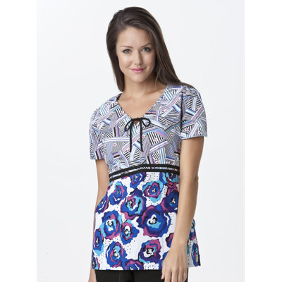 Wonderwink Banded Waist Tie Front Top
