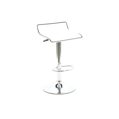 Powell Furniture Faux Leather Thin Seat Adjustable Height Bar Stool in White