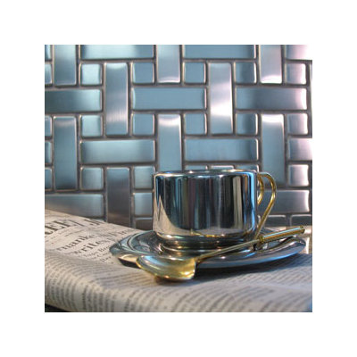 Diamond Tech Tiles Metal 10-1/4" x 10-1/4" Mosaic in Basket Weave