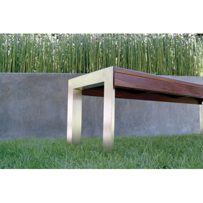 Modern Outdoor Etra Large Wood and Stainless Steel Picnic Bench