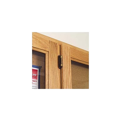Marsh Double Pedestal Enclosed Bulletin Boards - Oak Frame