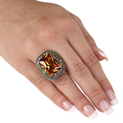 Palm Beach Jewelry Black Ruthenium Champagne Cubic Zirconia Ring