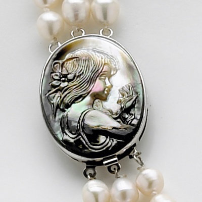 Palm Beach Jewelry Silvertone Cultured Freshwater Pearl and Black Mother-of-Pearl Necklace
