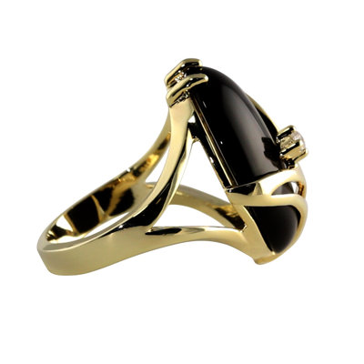 Palm Beach Jewelry Gold Plated Onyx/Crystal Ring