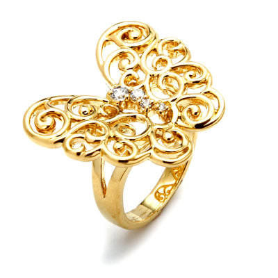 Palm Beach Jewelry Cubic Zirconia Openwork Butterfly Ring