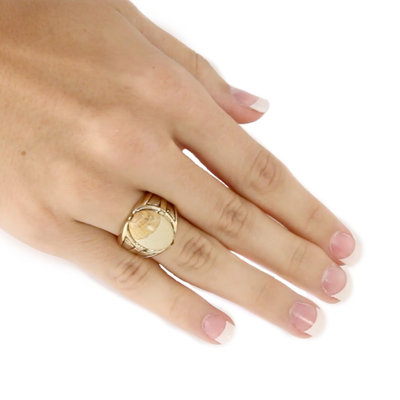 Palm Beach Jewelry Men's Gold Oval Jasper Ring