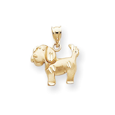 14k Diamond-Cut Dog Charm