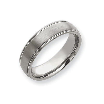 Tungsten Grooved 7mm Brushed and Polished Band Ring
