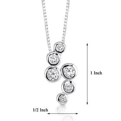 Oravo Fiery Glamour: Sterling Silver Bridal Style Zigzag Slider Pendant Necklace with Bezel set Cubic Zirconia