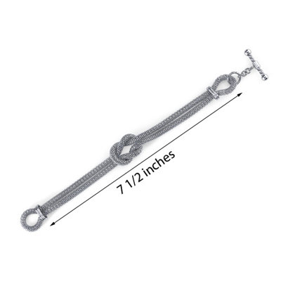 Oravo Silver-Tone Knot Stainless Steel Mesh Bracelet