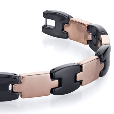 Oravo Sleek Mens Tungsten Ceramic Copper Tone Link Bracelet