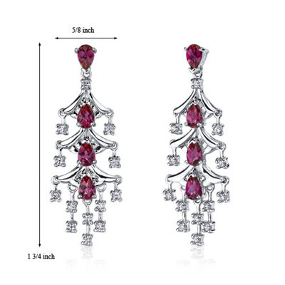 Oravo Captivating Seduction 4.00 Carats Ruby Dangle Earrings in Sterling Silver