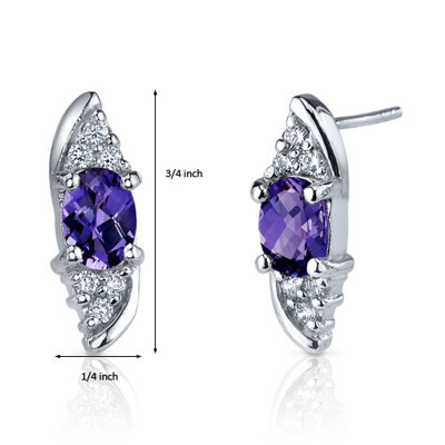Oravo Dashing Dazzle 2.00 Carats Alexandrite Oval Cut Cubic Zirconia Earrings in Sterling Silver