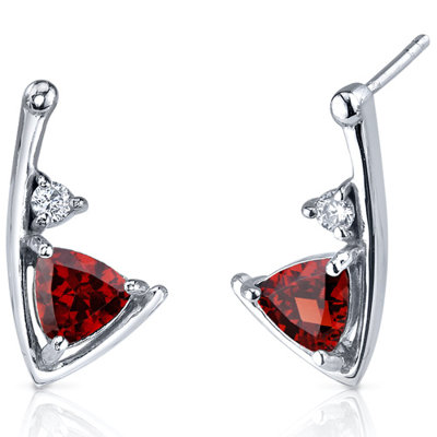 Oravo Modern Sophistication 1.50 Carats Gemstone Trillion Cut Cubic Zirconia Earrings in Sterling Silver