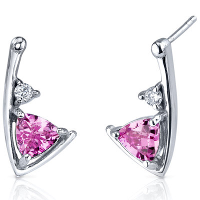 Oravo Modern Sophistication 1.50 Carats Gemstone Trillion Cut Cubic Zirconia Earrings in Sterling Silver