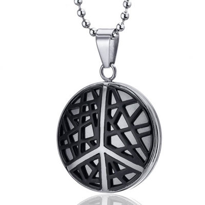 Modern Art Crisscross Stainless Steel Peace Sign Circle Pendant