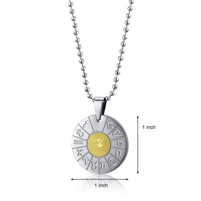 Oravo Virgo Virgin Lady Sign Zodiac Symbol Stainless Steel Circle Pendant Necklace