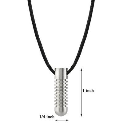 Oravo Powerful Style Designer Inspired Surgical Stainless Steel Brushed Finish Bullet Pendant on a Black Cord for Men