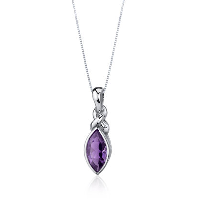 Oravo Graceful Allure 1.50 Carats Marquise Cut Amethyst Pendant in Sterling Silver